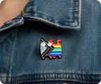 Insignia de pin LGBTQI+ de gato arcoíris Progress Pride