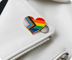 Progress Pride Heart Rainbow Pin Badge