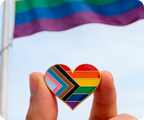 Progress Pride Heart Rainbow Pin Badge