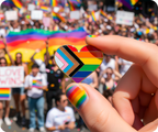 Progress Pride Heart Rainbow Pin Badge