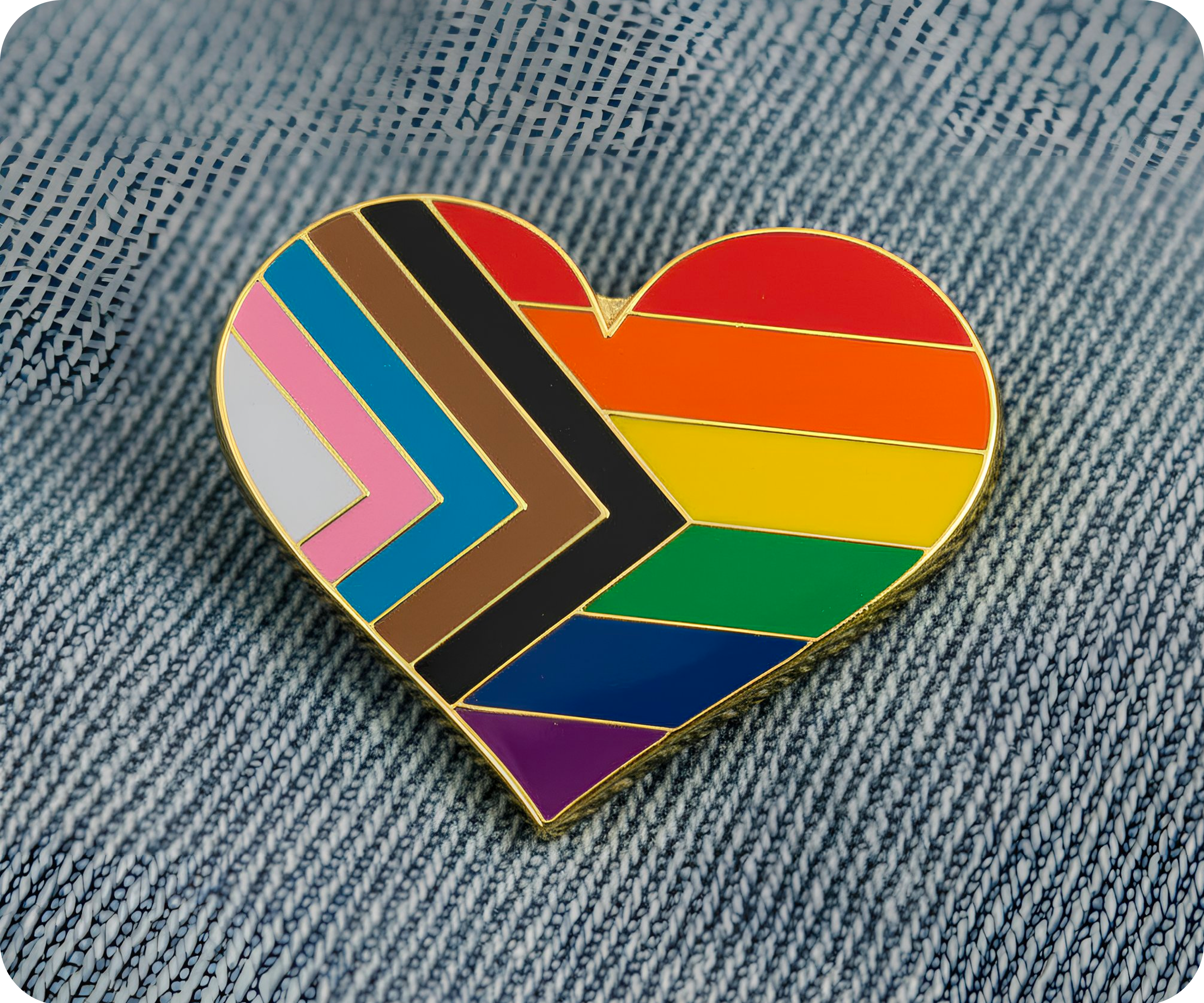 Insignia de pin con arcoíris y corazón de orgullo de progreso Imagen secundaria del producto