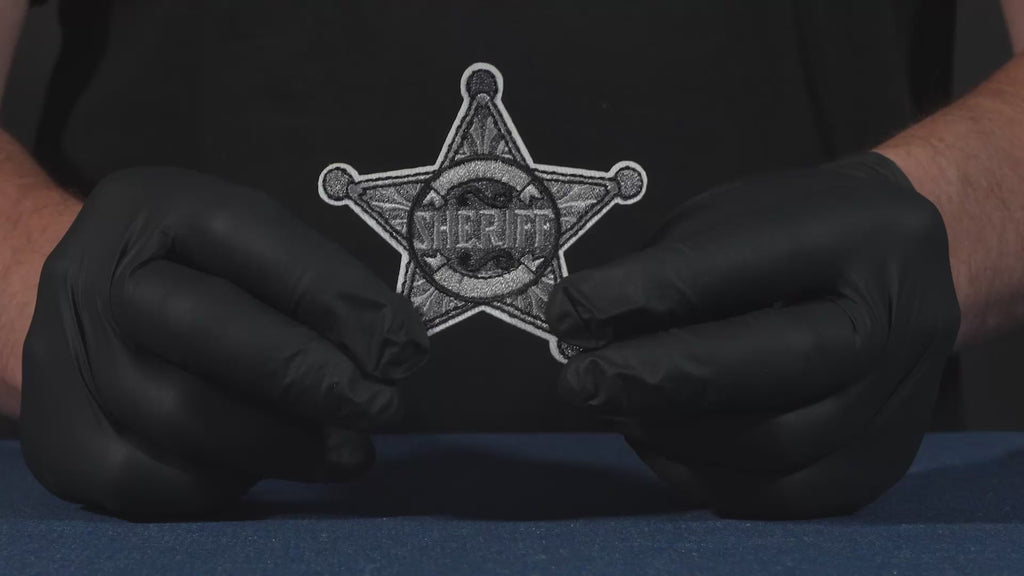Sheriff Badge Silver Star Patch Iron On (8 x 8cm)
