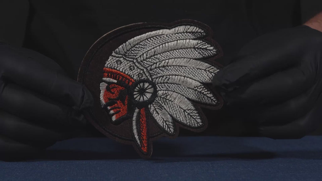Native American Indian Head Brown Patch Iron On (12 x 11cm)