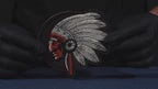 Native American Indian Head Brown Patch Iron On (12 x 11cm)