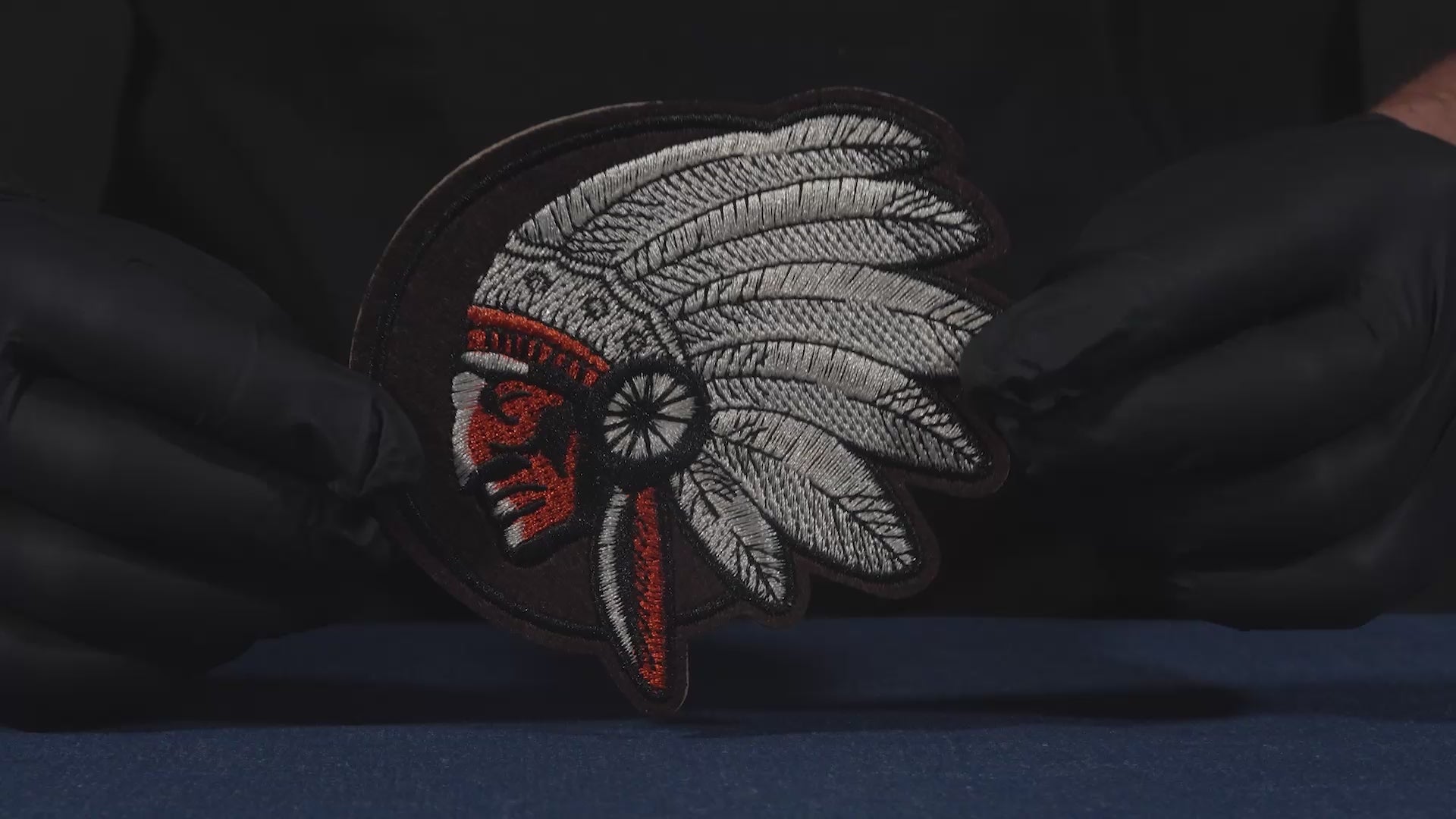 Native American Indian Head Brown Patch Iron On (12 x 11cm)