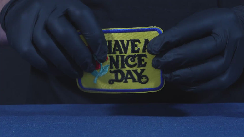 Have A Nice Day Yellow & Blue Patch Iron On (9 x 7cm)