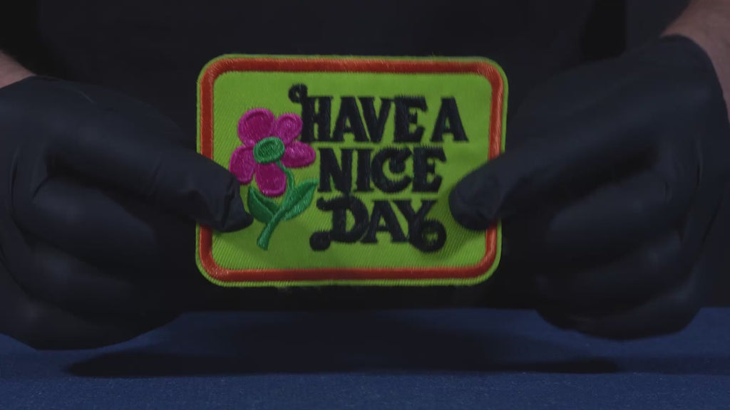 Have A Nice DayLime Green & Gold Patch Iron On (9 x 7cm)