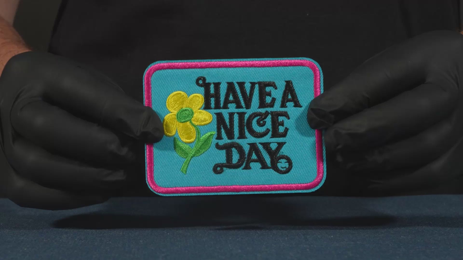 Have A Nice Day Blue & Pink Patch Iron On (9 x 7cm)