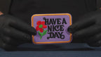 Have A Nice Day Purple & Gold Patch Iron On (9 x 7cm)