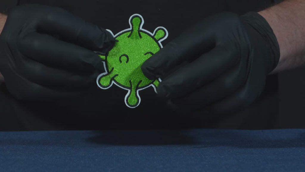 Green Germ Virus Patch Iron On (8 x 7cm)