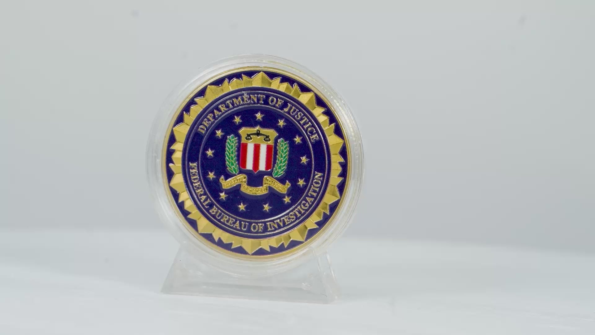 Moneda Conmemorativa del FBI – Gran Sello y Departamento de Justicia (Edición Oro)