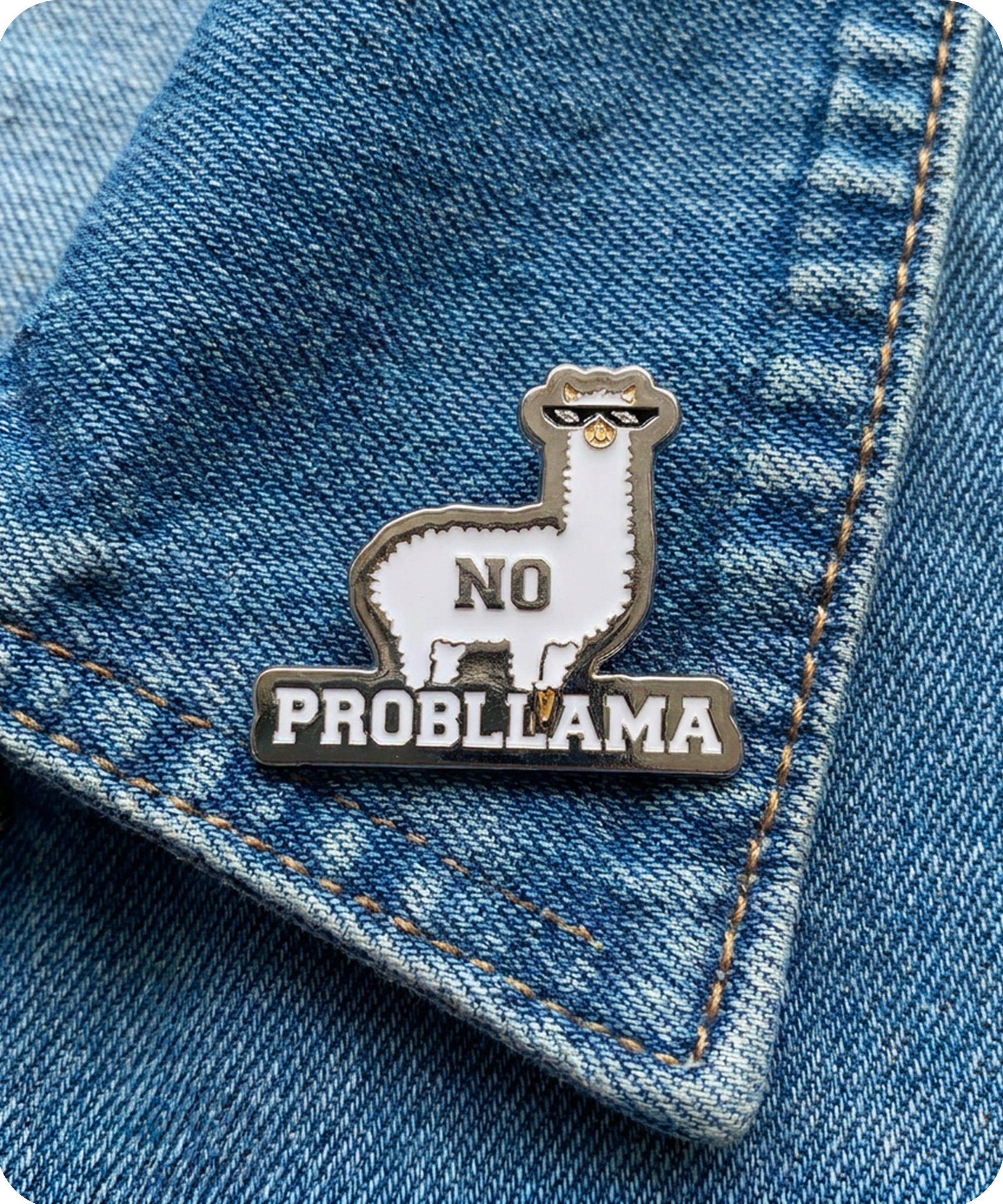 No Probllama Enamel Lapel Pin Badge Secondary image