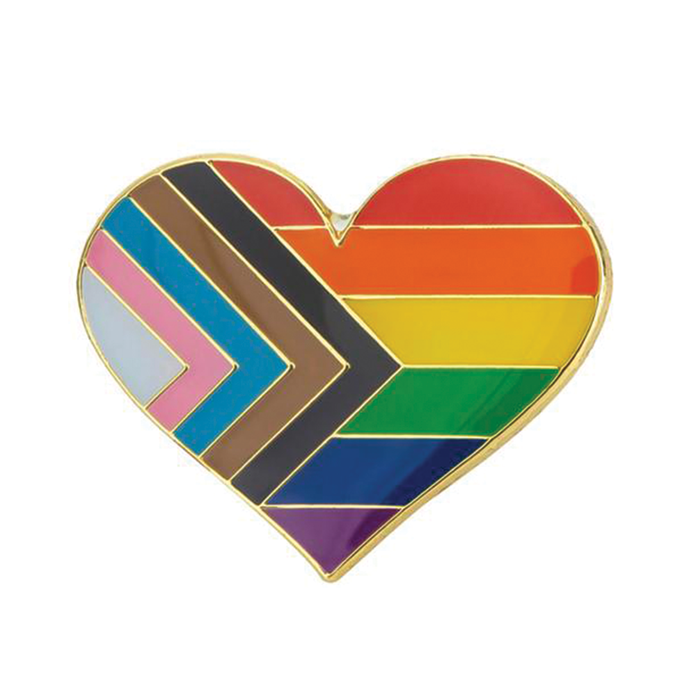 Insignia de pin con arcoíris y corazón de orgullo de progreso Imagen principal del producto