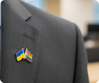 Ukraine & Progress Pride Friendship Pin Badge