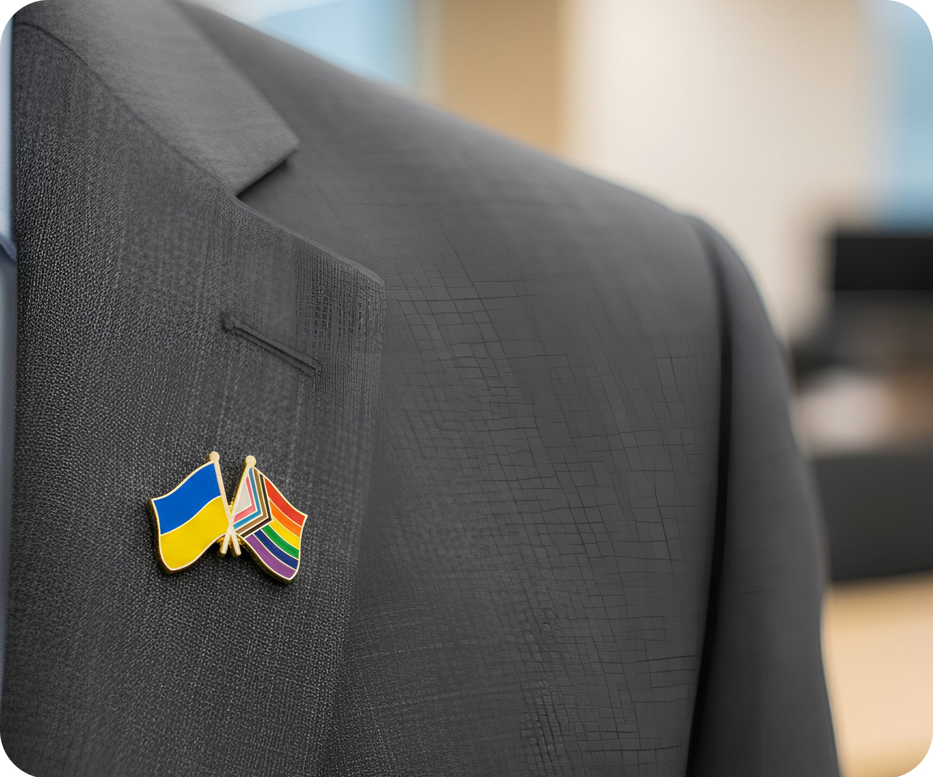 Ukraine & Progress Pride Friendship Pin Badge