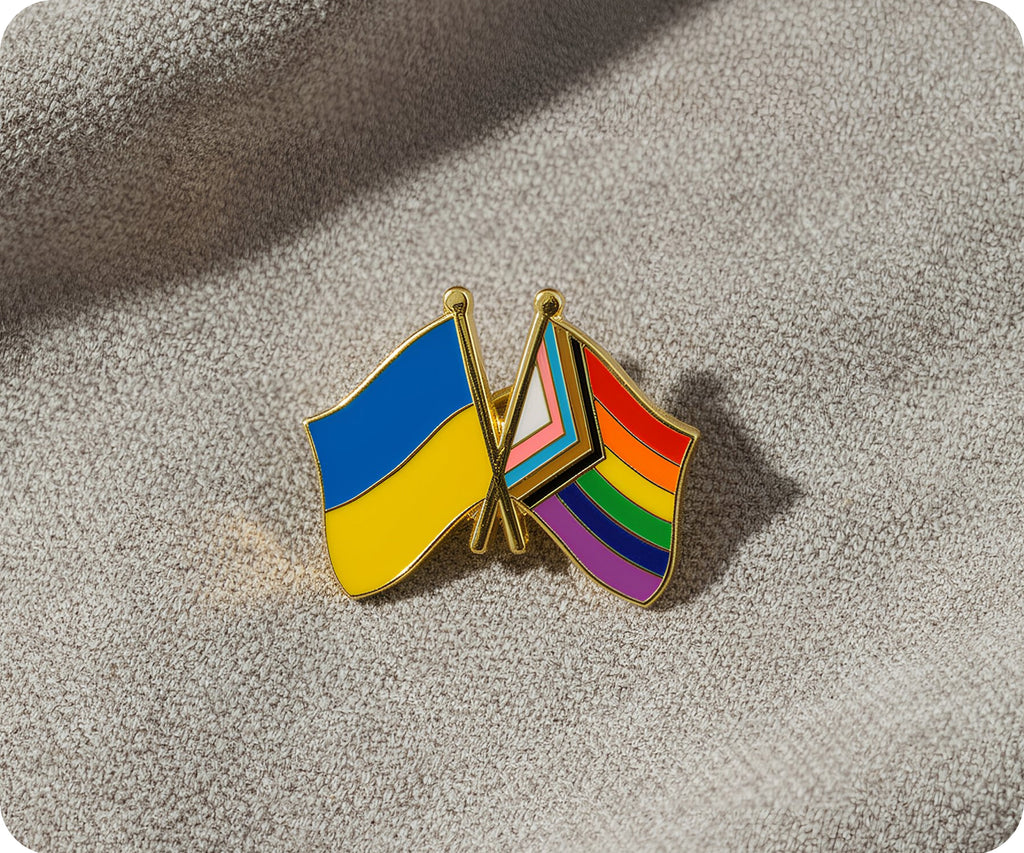Ukraine & Progress Pride Friendship Pin Badge