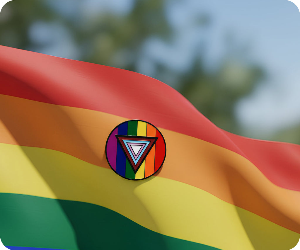 Rainbow Triangle In Circle Pride Pin Badge