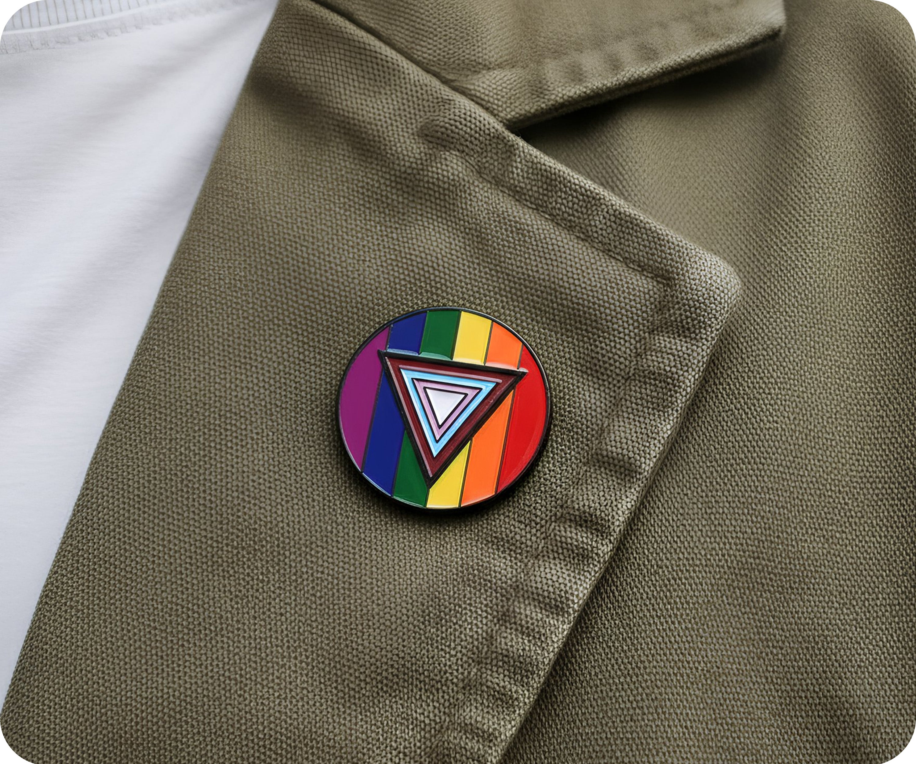 Rainbow Triangle In Circle Pride Pin Badge