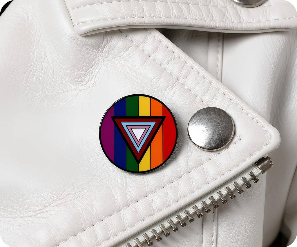 Rainbow Triangle In Circle Pride Pin Badge