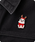 Christmas Pug Reindeer Enamel Lapel Pin Badge