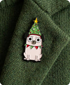 Christmas Pug Dog Enamel Lapel Pin Badge