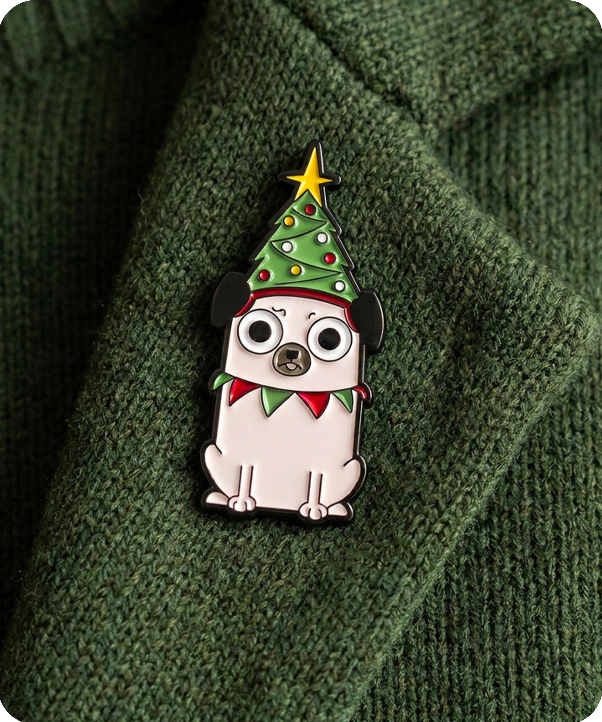 Christmas Pug Dog Enamel Lapel Pin Badge