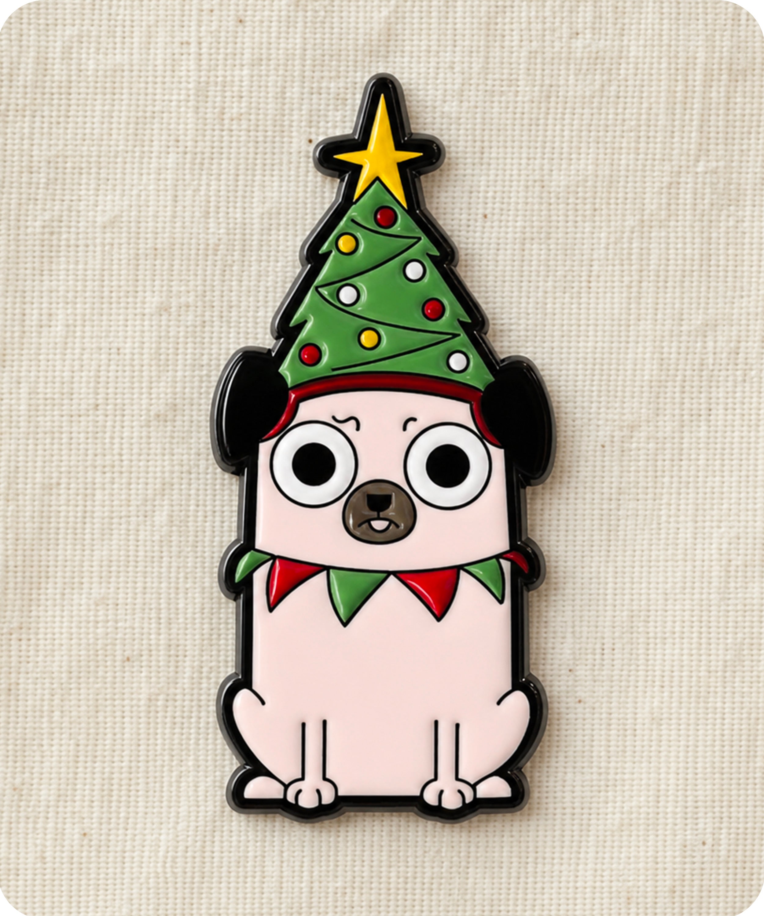 Christmas Pug Dog Enamel Lapel Pin Badge