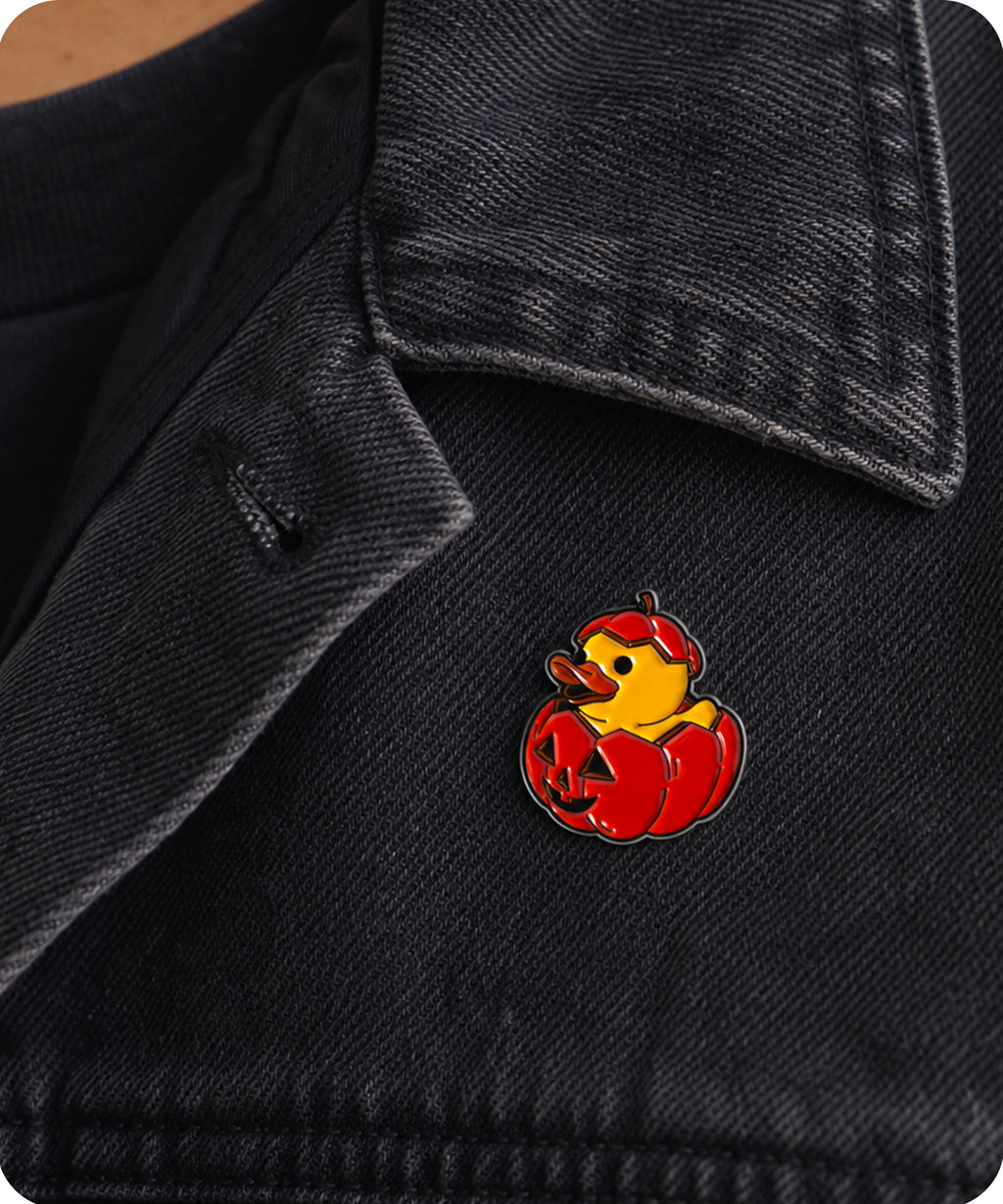 Halloween Pumpkin Duck Enamel Lapel Pin Badge