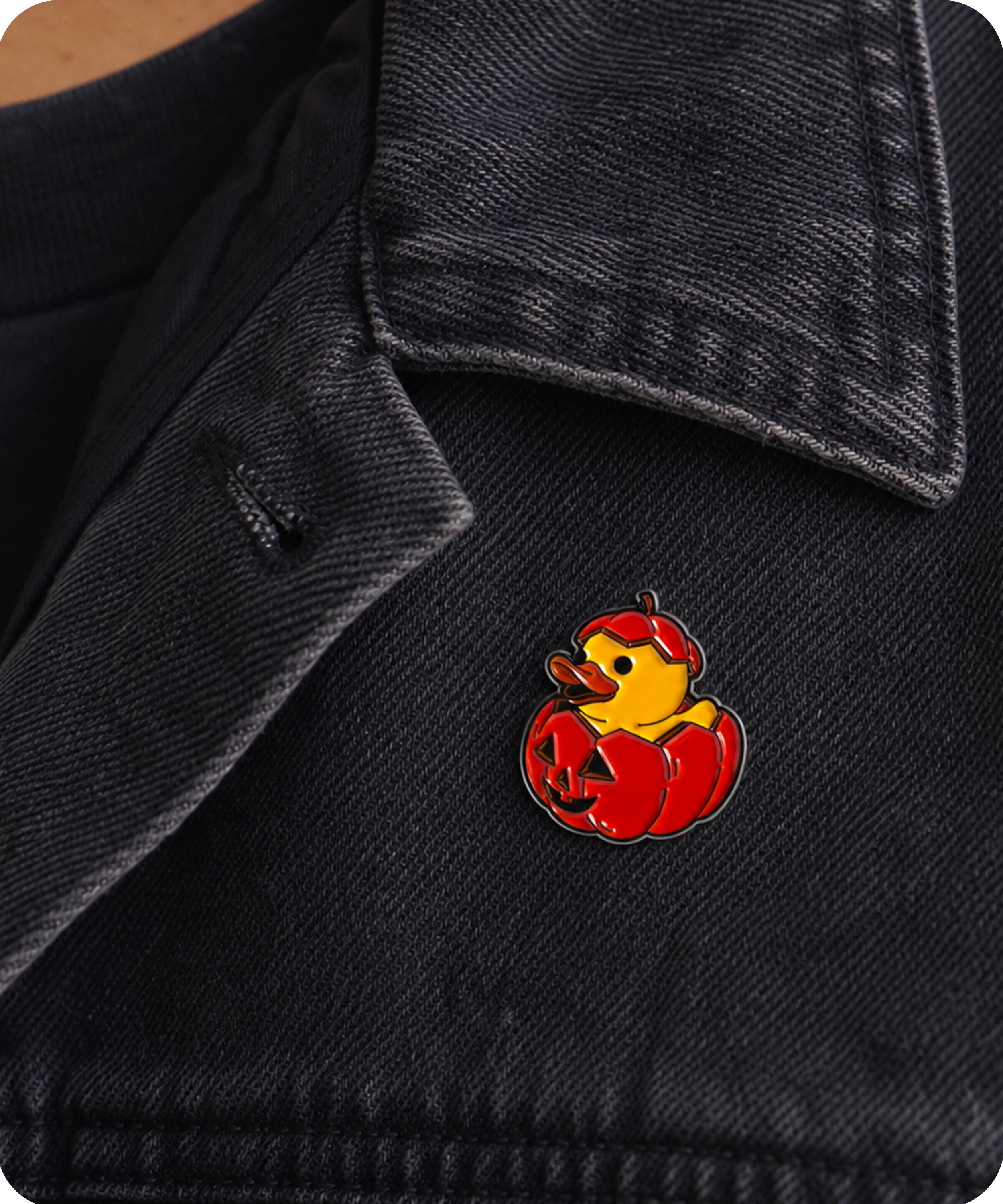 Halloween Pumpkin Duck Enamel Lapel Pin Badge
