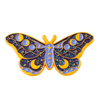 Insignia de alfiler espiritual de mariposa mística con purpurina morada