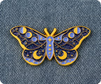 Insignia de alfiler espiritual de mariposa mística con purpurina morada
