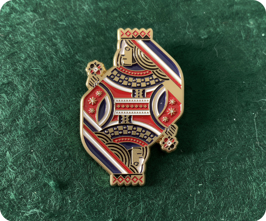 Queen Card Suits Poker Pin Badge