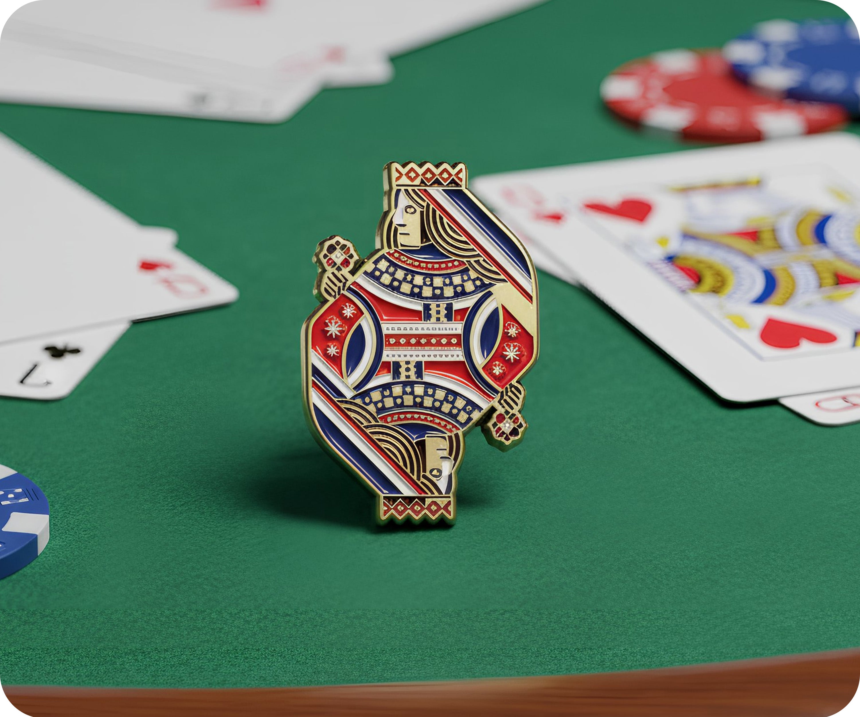 Queen Card Suits Poker Pin Badge