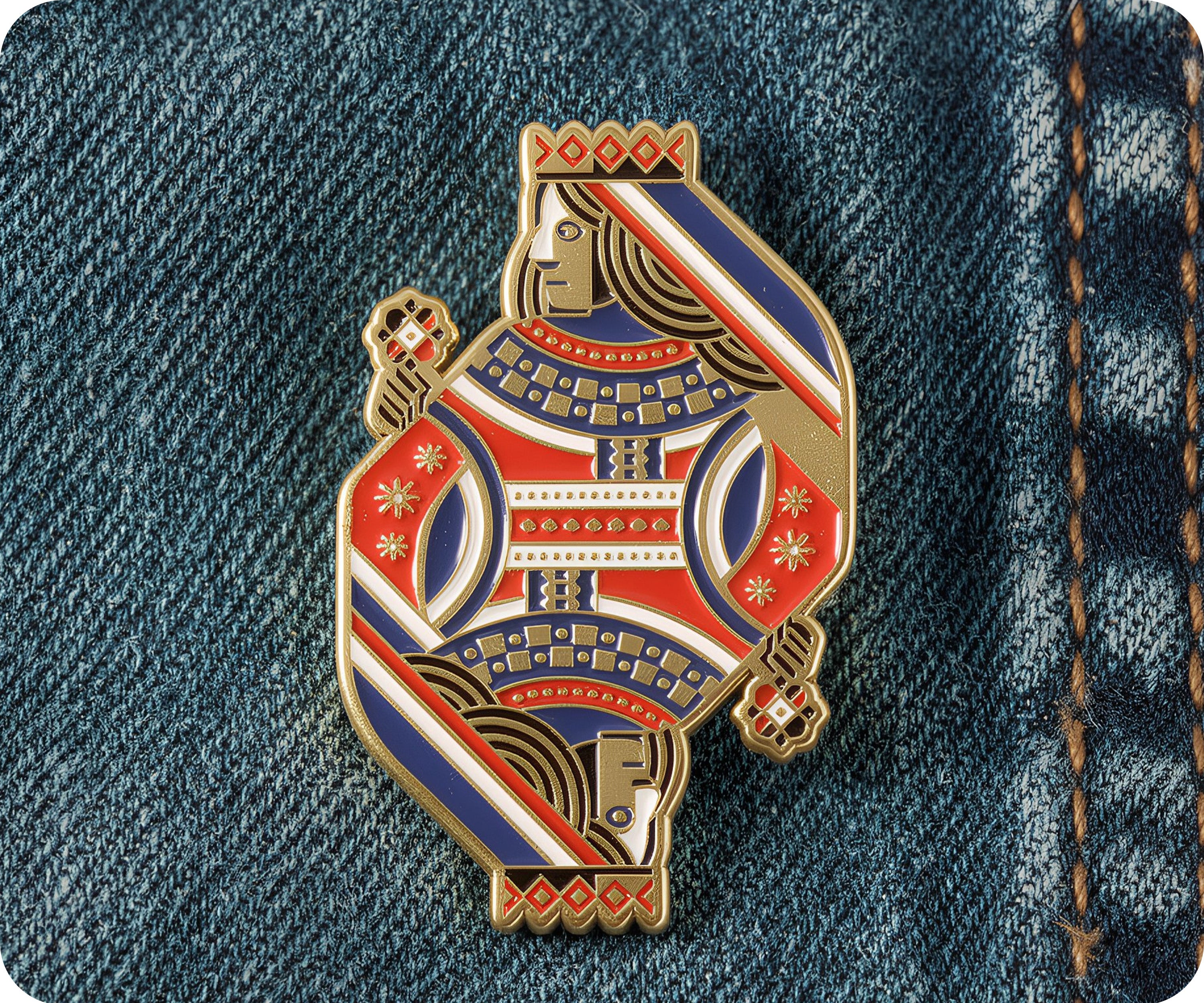 Queen Card Suits Poker Pin Badge