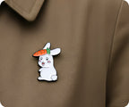 Rabbit With Carrot Pin Badge