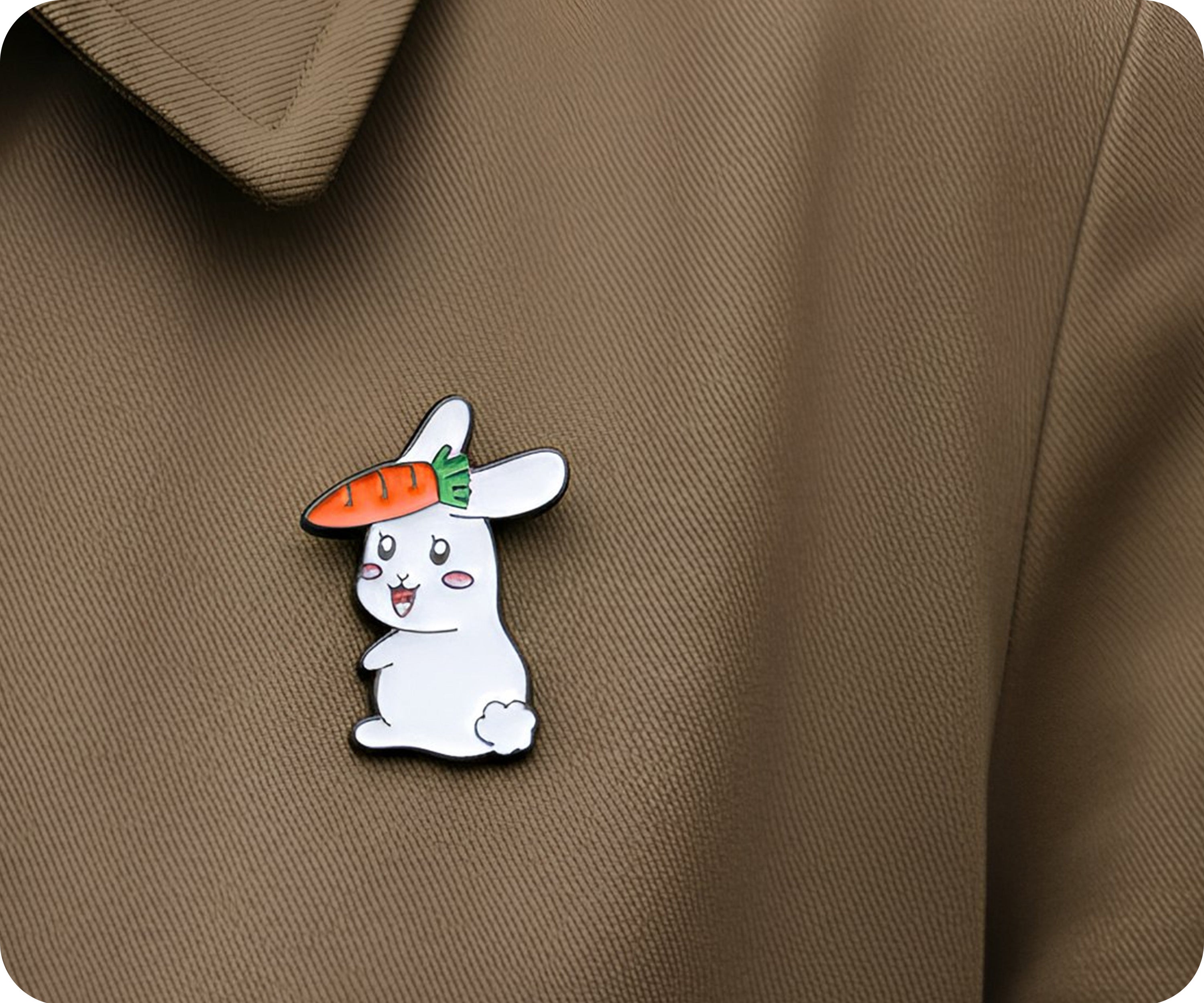 Rabbit With Carrot Pin Badge
