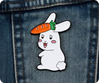 Rabbit With Carrot Pin Badge