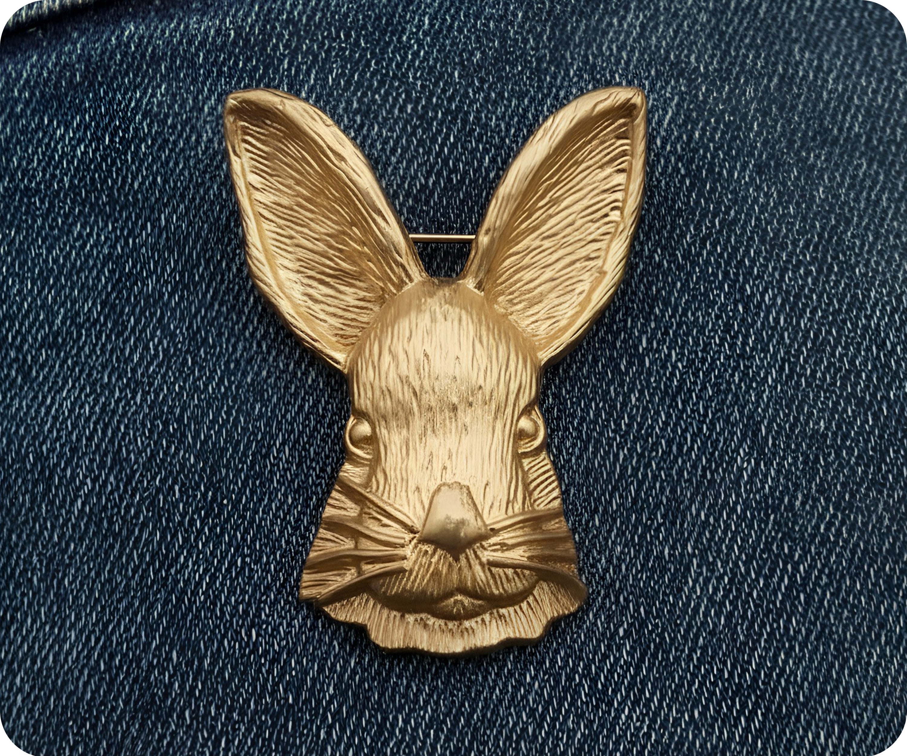 Golden Rabbit Brooch Pin Badge