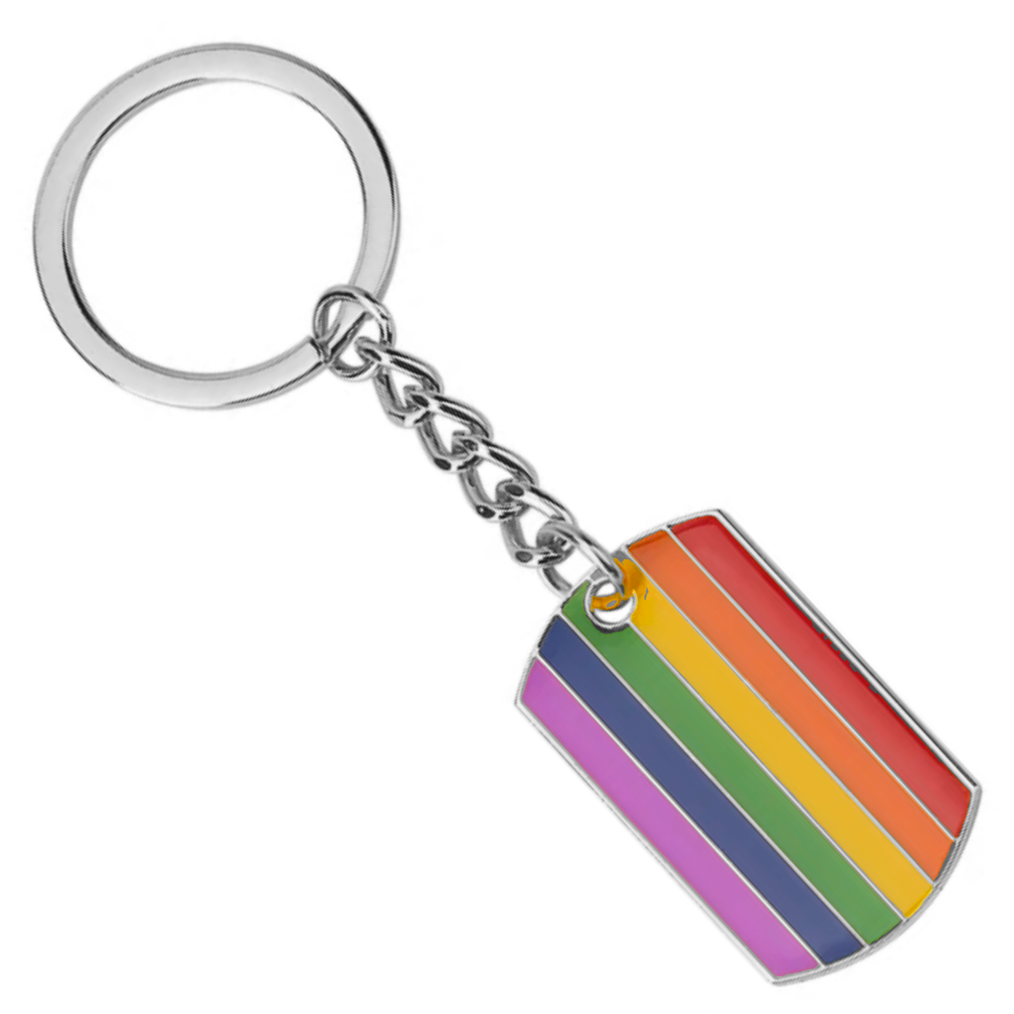 Progress Pride LGBTQI+ Flag Dog Tag Keyring | Metal Enamel Secondary image