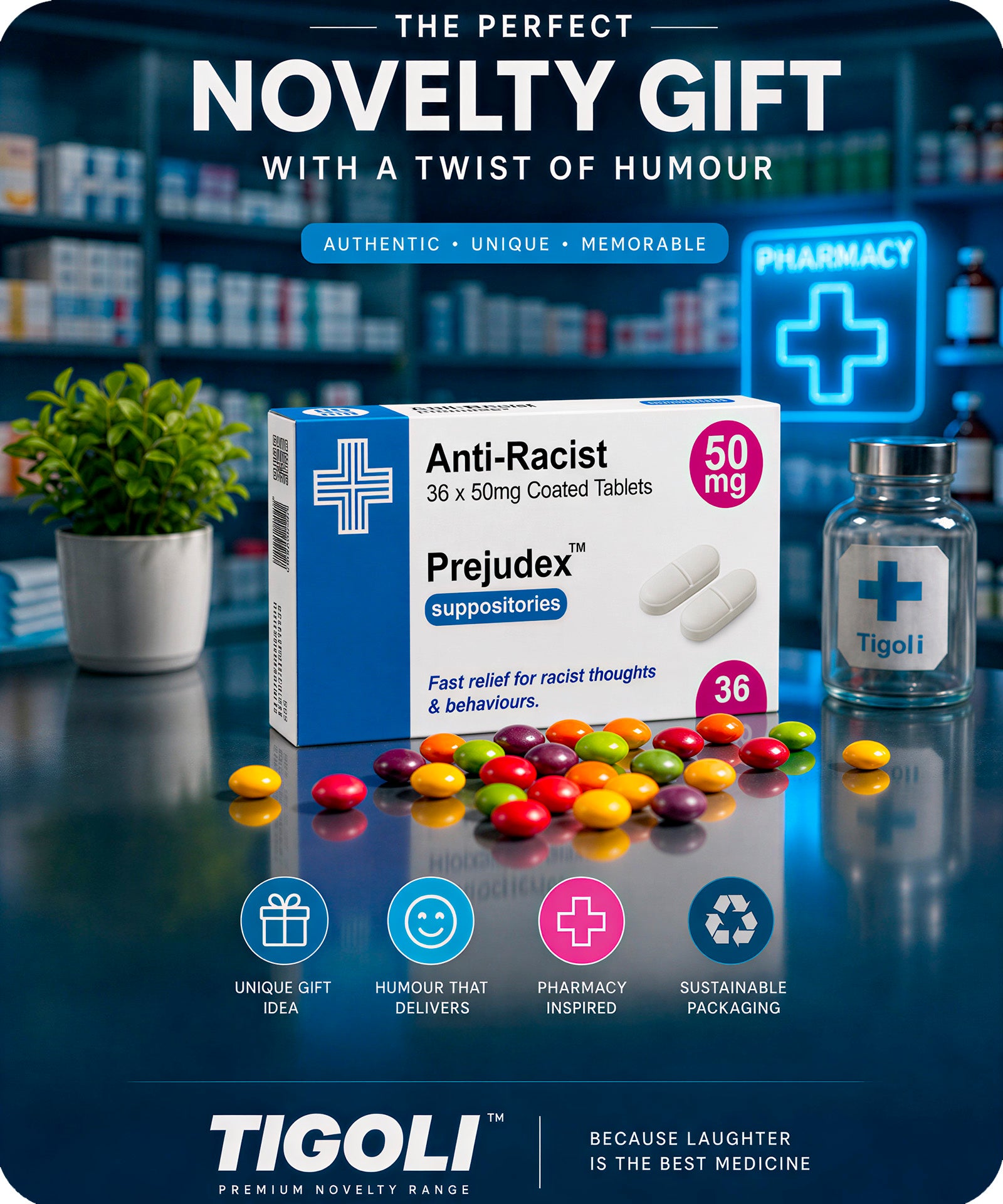 Anti-Racist Prescription Joke Sweets, 36g | Vegan & Vegetarian