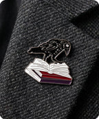 Raven On Book Enamel Lapel Pin Badge