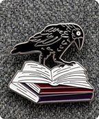 Raven On Book Enamel Lapel Pin Badge