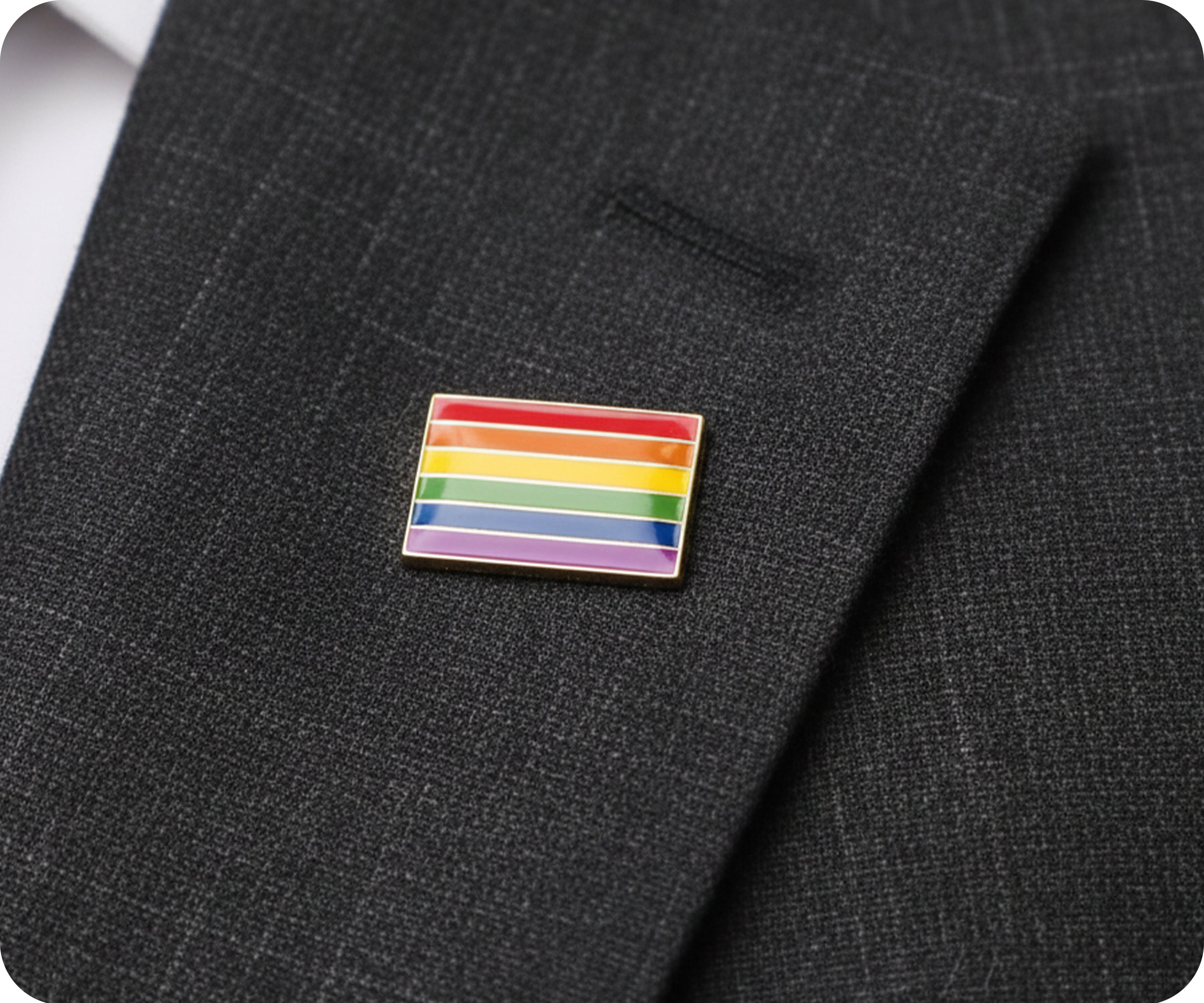 Pin con forma de rectángulo pequeño de arcoíris con el orgullo Imagen secundaria del producto