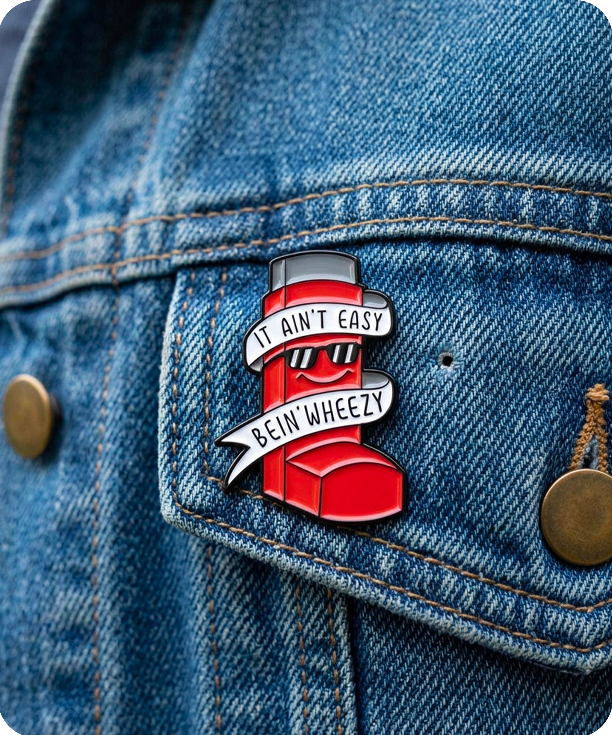 It Ain’t Easy Bein’ Wheezy Inhaler Enamel Lapel Pin Badge