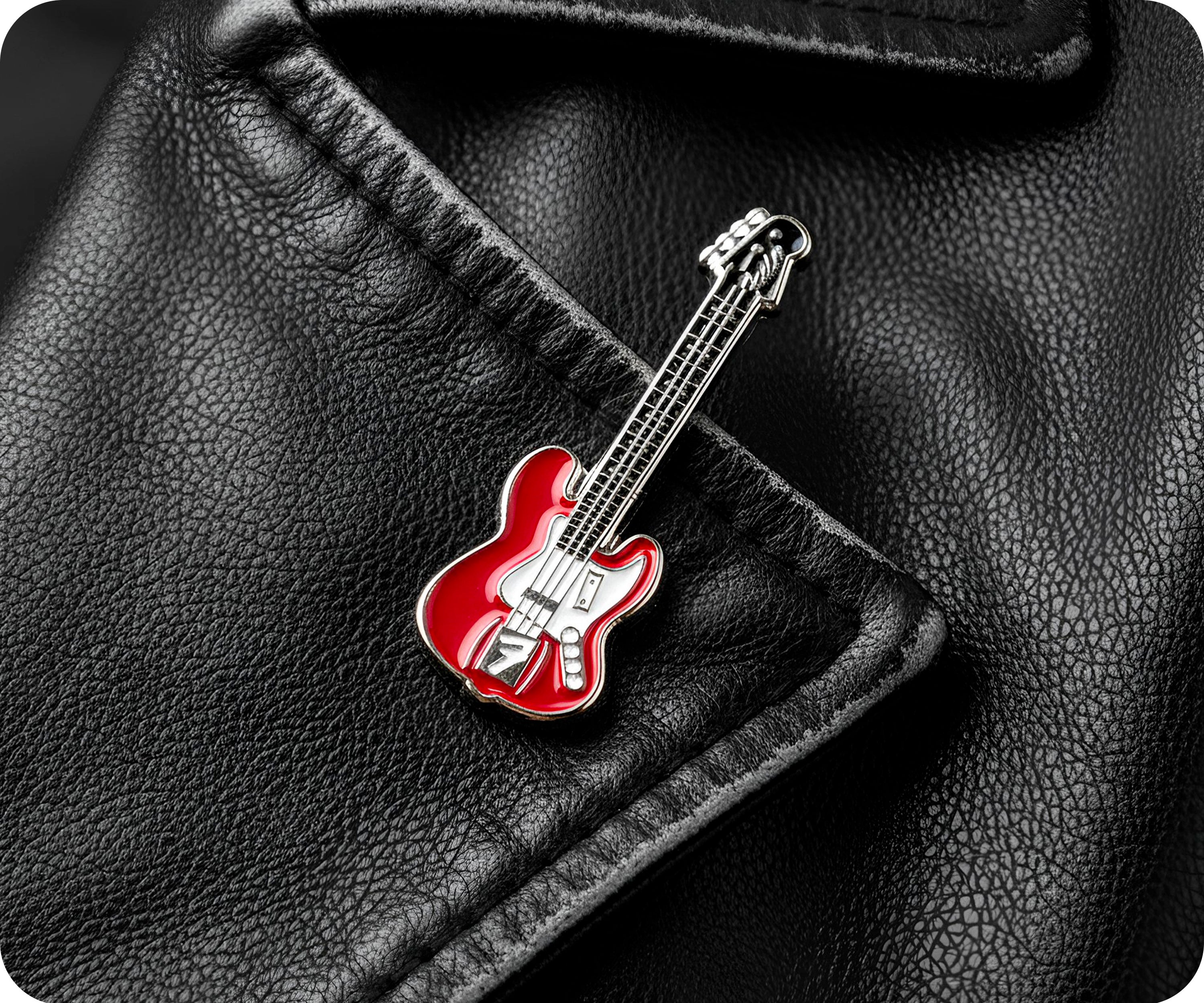 Pin con forma de guitarra eléctrica roja Imagen secundaria del producto