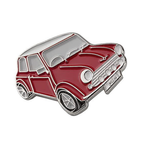 A red toy car mini pin badge with a butterfly clutch at the back, made of brass plated iron and hard enamel. © Tigoli® 2026 All Rights Reserved Panda Loco Ltd 