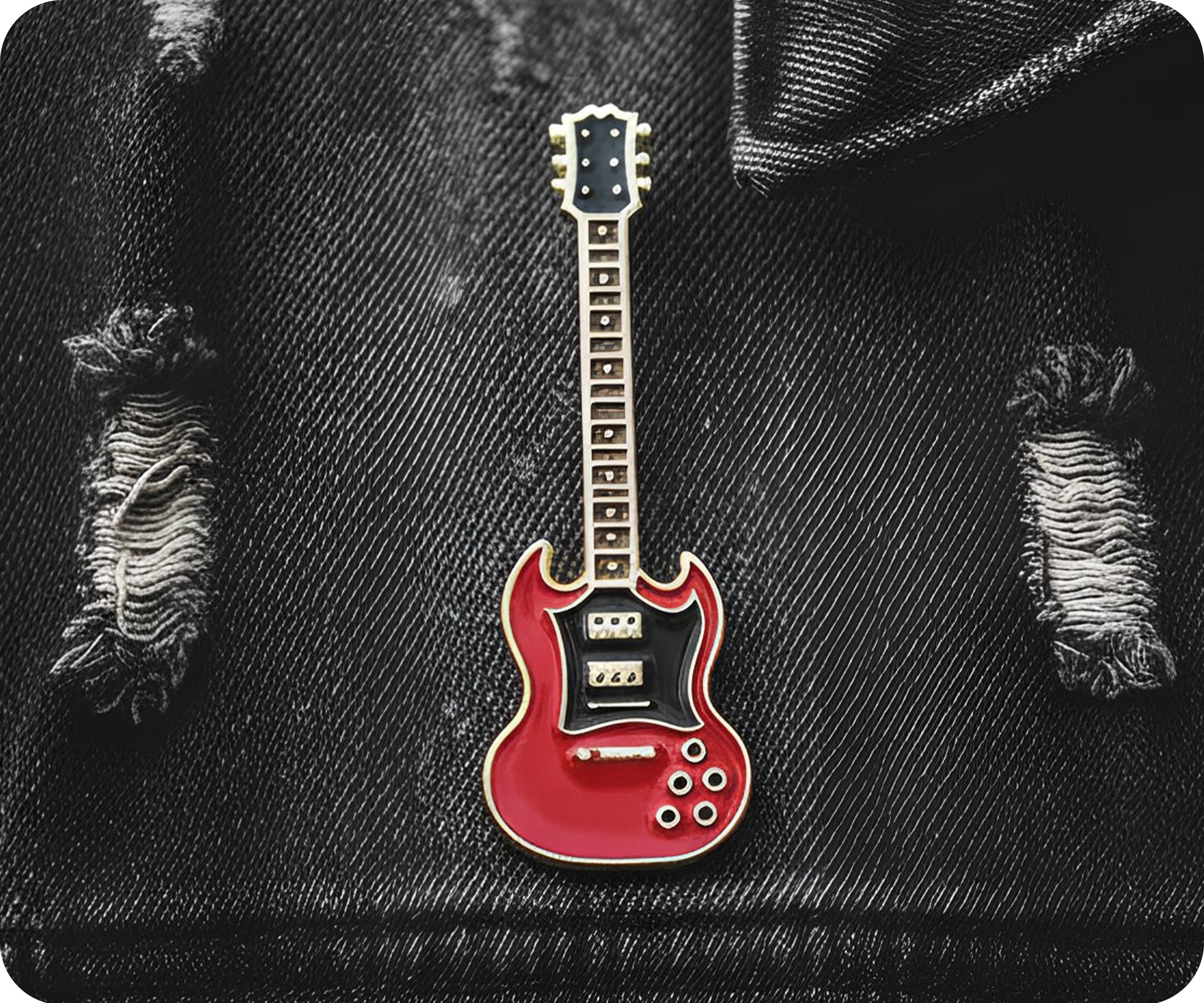 Red Electric Guitar Pin Badge