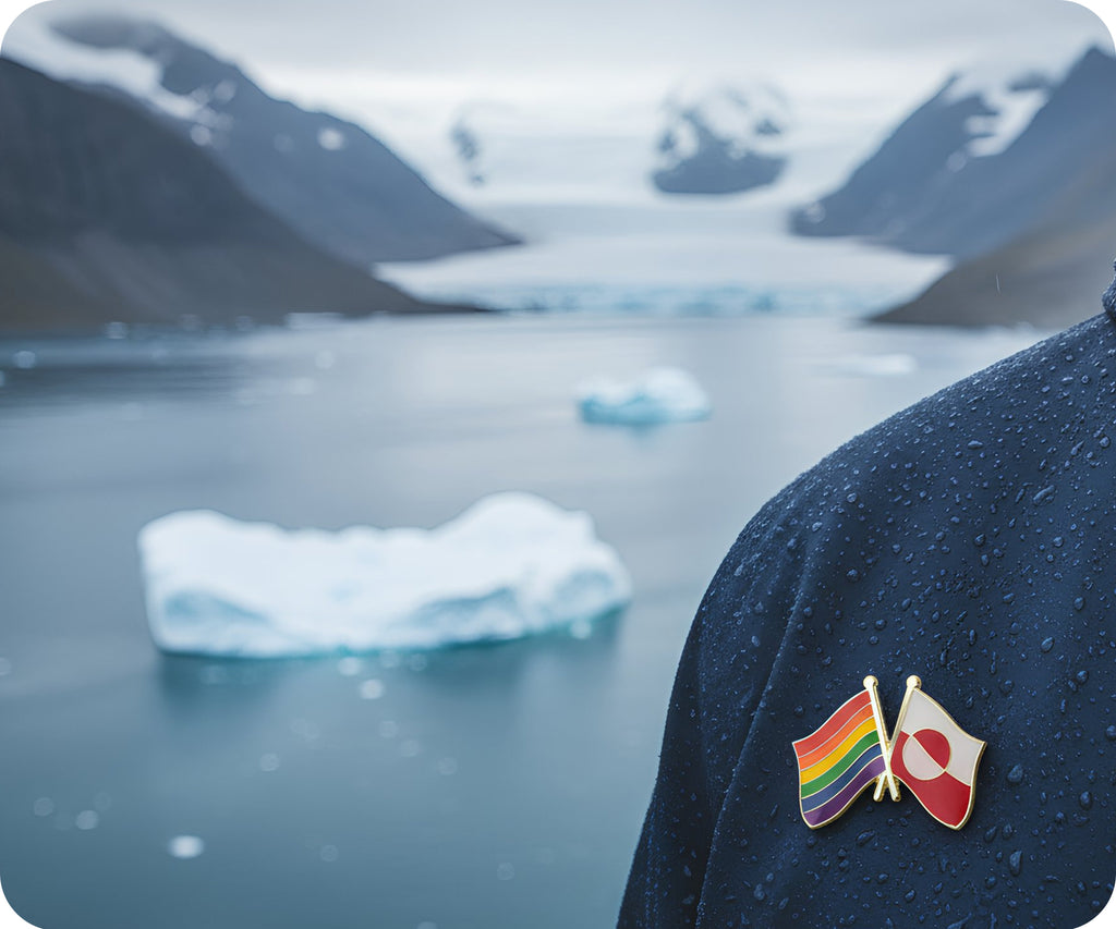 Rainbow & Greenland Friendship Pin Badge