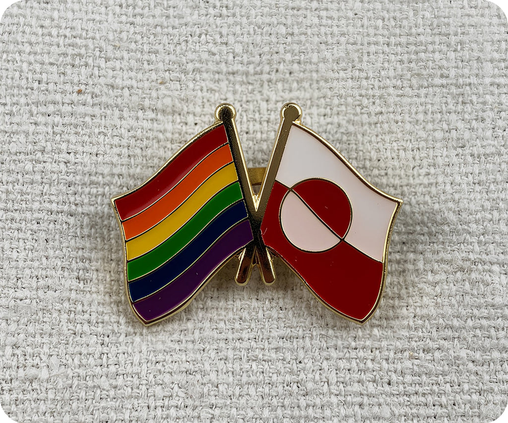 Rainbow & Greenland Friendship Pin Badge