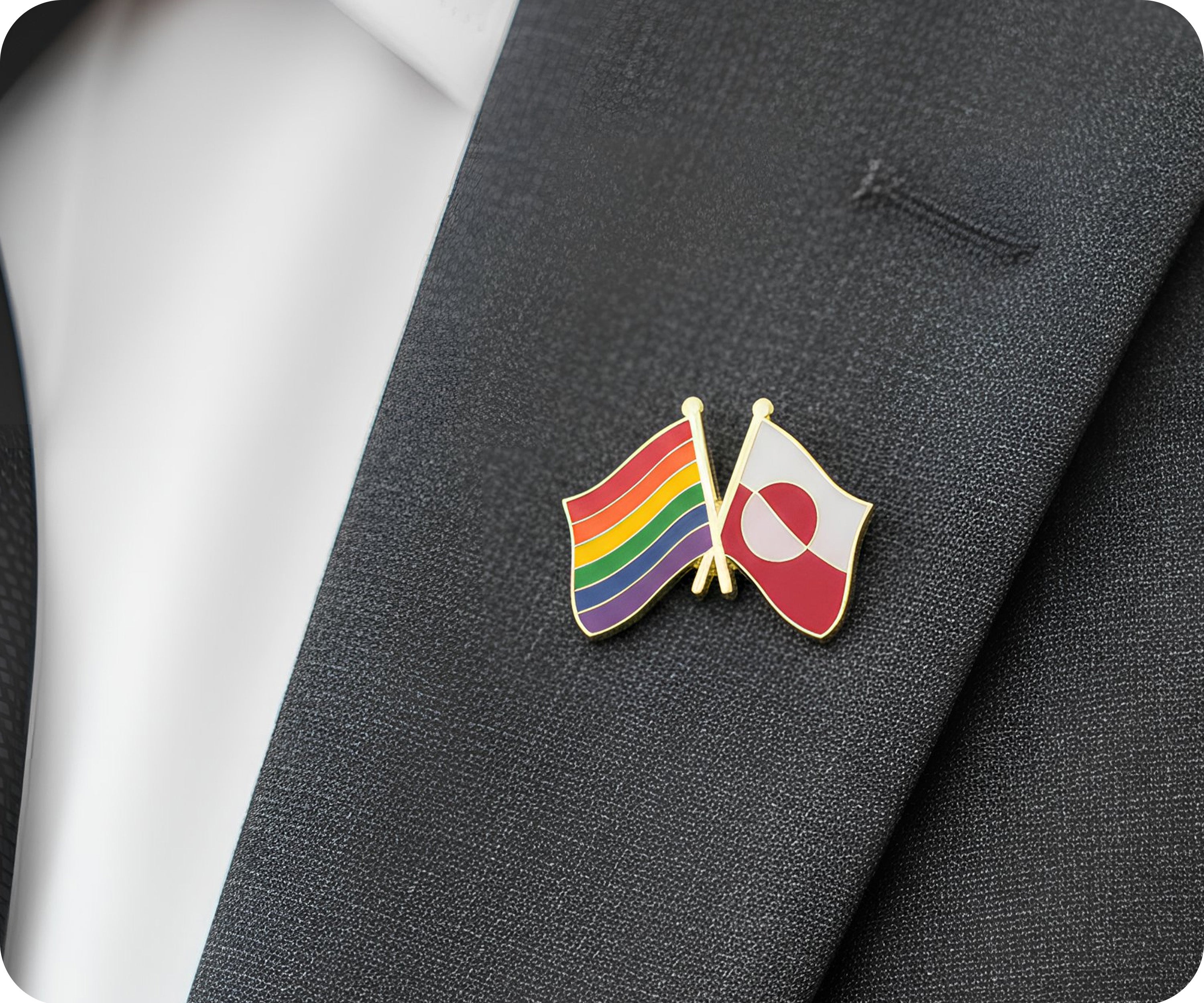 Rainbow & Greenland Friendship Pin Badge